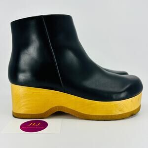 Kelsi Dagger Brooklyn Women's Hill Black Leather Platform Ankle Boots Size 7.5